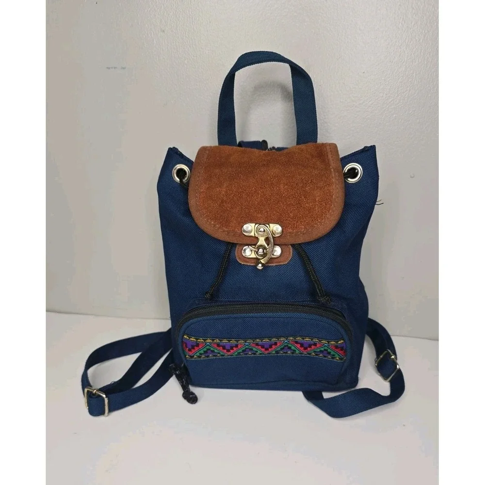 Vintage 90s Southwestern Mini Backpack Travel Purse Aztec Grunge Boho Fest Y2k